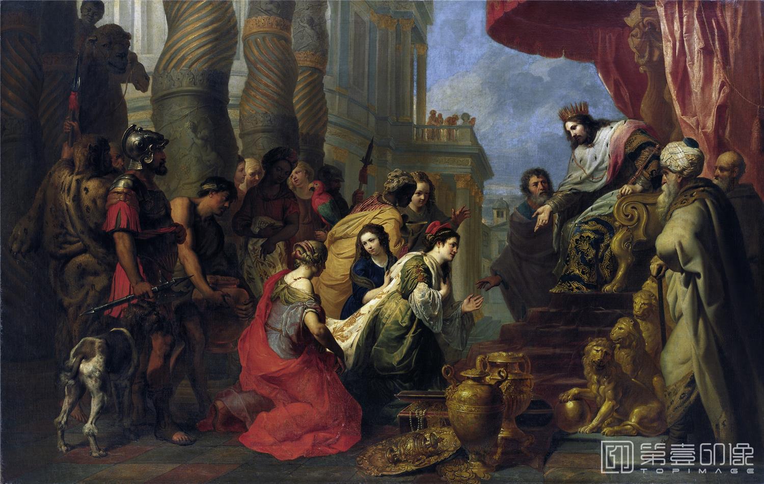 油画-列支敦士登皇家美术馆-Erasmus QuellinusThe Meeting of King Solomon and the Queen of Sheba-096